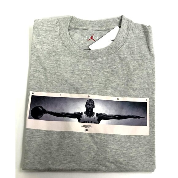 NEW Gray Cotton Men's NIKE AIR JORDAN WING SPAN PHOTO T-SHIRTS - Picture 1 of 2